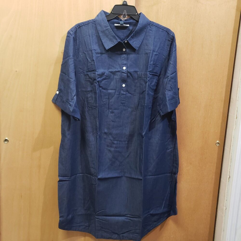 NWT Karen Scott cotton chambray shirt dress SZ 3XL NNN - Picture 6 of 6